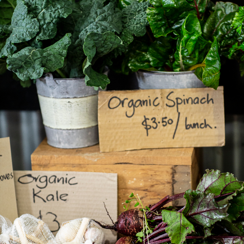 Organic vegetables at Cottonwoods farmgate