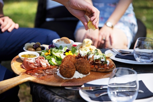 Antipasti on the piazza at Sam Miranda, King Valley Prosecco Road