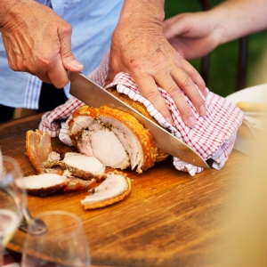 Otto Dal Zotto's famous porchetta on King Valley Prosecco Road. 